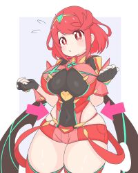 Rule 34 | 1girl, breasts, large breasts, pyra (xenoblade), red eyes, red hair, short hair, solo, uncool mochi, xenoblade chronicles (series), xenoblade chronicles 2