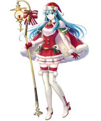 Rule 34 | 1girl, alternate costume, asatani tomoyo, eirika (fire emblem), eirika (winter) (fire emblem), fire emblem, fire emblem: the sacred stones, fire emblem heroes, full body, hat, highres, long hair, nintendo, official art, pom pom (clothes), red thighhighs, santa hat, solo, standing, thighhighs, transparent background