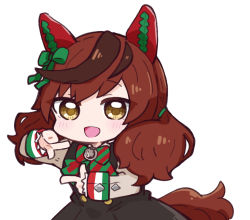 Rule 34 | 1girl, :d, animal ears, black dress, blush, bow, brown eyes, brown hair, commentary request, diagonal-striped bow, dress, ear bow, finger frame, green bow, grey shirt, highres, horse ears, horse girl, horse tail, juliet sleeves, long sleeves, looking at viewer, multicolored hair, nice nature (umamusume), nozo (hitomiz), open mouth, puffy sleeves, shirt, simple background, sleeveless, sleeveless dress, sleeves past wrists, smile, solo, streaked hair, tail, twintails, umamusume, white background