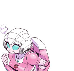 Rule 34 | 1girl, angry, arcee, ass, autobot, back, backpack, bag, blue eyes, breasts, character name, commentary, frown, happy, head steam, high heels, insignia, leg up, looking back, mecha, mecha musume, medium breasts, midriff, multiple views, no humans, open mouth, panties, pink panties, robot, smile, sunafuki tabito, teeth, thighs, tongue, transformers, underwear, white background
