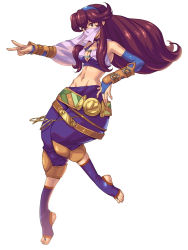 Rule 34 | 1girl, arabian clothes, barefoot, belt, bridal gauntlets, brown eyes, brown hair, feet, full body, geomancer (wild arms xf), groin, hairband, long hair, mask, midriff, navel, o-ring, o-ring top, official art, pants, sasaki tomomi, solo, toeless legwear, toes, v, white background, wild arms, wild arms xf