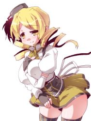Rule 34 | 10s, 1girl, blonde hair, drill hair, fingerless gloves, gloves, hat, long hair, mahou shoujo madoka magica, mahou shoujo madoka magica (anime), miuku (marine sapphire), solo, thighhighs, tomoe mami, twin drills, twintails, uneven eyes, yellow eyes