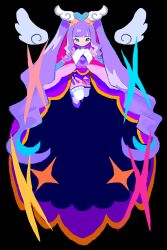 Rule 34 | 1girl, absurdly long hair, absurdres, black background, blunt bangs, closed mouth, commentary request, cure majesty, dress, ellee-chan, floating, hair ornament, heart, heart hair ornament, highres, hirogaru sky! precure, long hair, looking at viewer, magical girl, noniha, precure, purple dress, purple footwear, purple hair, shoes, smile, solo, sparkle, thighhighs, very long hair, wavy hair, white thighhighs, white wings, wing hair ornament, wings