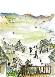 Rule 34 | 4boys, gensou suikoden, landscape, male focus, multiple boys, scenery, tanuki (ugendou), tir mcdohl, village