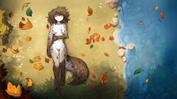 Rule 34 | 1girl, animal ears, breasts, cat ears, cat girl, cat tail, closed eyes, completely nude, furry, furry female, grey hair, highres, kathrin vaughan, medium breasts, nature, nude, pussy, river, short hair, source request, tail, third-party edit, tom fischbach, twokinds