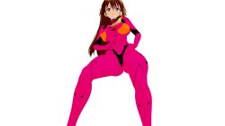 Rule 34 | 1girl, 3d, adapted costume, alcione makoto, alternate breast size, alternate costume, animated, artist request, ass, ass shake, audible music, blue eyes, bouncing breasts, breasts, brown hair, cowboy shot, dancing, large breasts, long hair, looking at viewer, mikumikudance (medium), neon genesis evangelion, open mouth, plugsuit, short hair, smile, solo, sound, souryuu asuka langley, thong, video, white background, wide hips