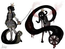 Rule 34 | 1girl, absurdres, alternate costume, black hair, closed mouth, colored skin, dress, extra mouth, grey dress, grey skin, hair over one eye, highres, holding, holding sword, holding weapon, leech queen (matilda fiship), long hair, looking at viewer, matilda fiship, monster girl, multiple views, one eye covered, original, rapier, short dress, short sleeves, smoke, standing, sword, tail, tail mouth, tentacle hair, weapon, white eyes