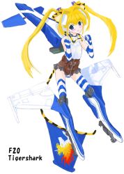 Rule 34 | 1girl, aircraft, airplane, area 88, bad anatomy, f-20, f20, fins, gloves, jet, mecha musume, military, nipples, panties, see-through, solo, striped clothes, striped gloves, striped panties, thighhighs, underwear, unicorn, white background