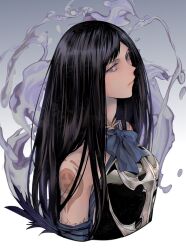 Rule 34 | 1girl, arm tattoo, armor, armored dress, backless outfit, bare shoulders, bat (animal), black hair, blue eyes, breastplate, castlevania (series), castlevania: order of ecclesia, closed mouth, dress, grel (r6hgvu5), long hair, looking at viewer, shanoa, solo, tattoo