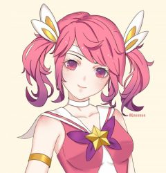 Rule 34 | 1girl, alternate costume, alternate hair color, alternate hairstyle, choker, earrings, gloves, jewelry, league of legends, lux (league of legends), magical girl, pink hair, solo, star (symbol), star guardian (league of legends), star guardian lux, tiara