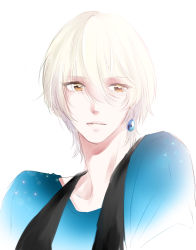 Rule 34 | 1boy, blonde hair, brown eyes, earrings, eyebrows, jewelry, king of prism, king of prism by prettyrhythm, kisaragi louis, looking to the side, male focus, oho (artist), parted lips, pretty rhythm, pretty series, simple background, single earring, solo, upper body, white background