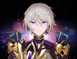 Rule 34 | 1boy, armor, bishounen, blue eyes, blurry, bokeh, chinese armor, chinese clothes, csyday, depth of field, emphasis lines, fate/grand order, fate (series), grey hair, hair between eyes, holding, holding mask, horned mask, male focus, mask, mile, prince of lan ling (fate), smile, solo, unworn mask