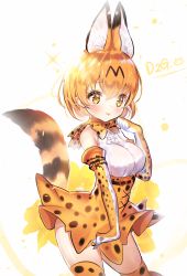 Rule 34 | 10s, 1girl, absurdres, animal ears, bad id, bad pixiv id, bare shoulders, blonde hair, bow, breasts, commentary request, elbow gloves, gloves, highres, kemono friends, looking at viewer, medium breasts, print gloves, print skirt, print thighhighs, serval (kemono friends), serval print, serval tail, shirt, short hair, skirt, sleeveless, sleeveless shirt, solo, tail, thighhighs, tongue, ttaji (pass35), yellow eyes