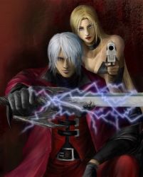 Rule 34 | 00s, 1boy, 1girl, capcom, couple, dante (devil may cry), devil may cry (series), kirie (pixiv25868), trish (devil may cry)