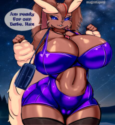 Rule 34 | 1girl, absurdres, big hair, breasts, cleavage, cleft of venus, creatures (company), curvy, drawing, english text, female focus, furry, furry female, game freak, gen 4 pokemon, highres, huge breasts, lopunny, magentapeel, nintendo, plump, pokemon, pokemon (creature), rabbit, solo, thick thighs, thighs, wide hips