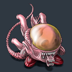Rule 34 | alien, alien (1979), creepy, crossover, extra mouth, fusion, kirby, kirby (series), lowres, nintendo, parody, simple background, xenomorph