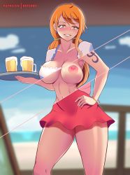 Rule 34 | 1girl, breasts, highres, katsunei, large breasts, nami (one piece), nami (one piece) (whole cake island), one piece, solo