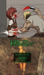 Rule 34 | blood, blue eyes, brown hair, fallout (series), fallout: new vegas, guro, knife, tagme