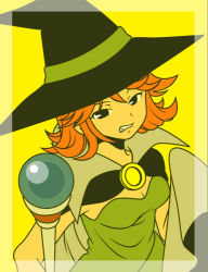 Rule 34 | angry, bad id, bad pixiv id, black eyes, cape, chunsoft, demerin, dragon quest, dragon quest iii, dress, enix, hat, lowres, mage (dq3), orange hair, short hair, solo, wand, witch, witch hat