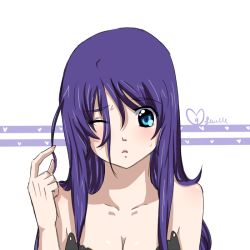 Rule 34 | 00s, bad id, bad pixiv id, blue eyes, geegee, hair over one eye, kiddy girl-and, kiddy grade, long hair, purple hair, q-feuille, solo