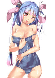 Rule 34 | 10s, 1girl, :p, armadillo-tokage, bare shoulders, blue hair, breasts, clothes pull, contrapposto, covered navel, cowboy shot, gradient hair, groin, hair ribbon, highres, i-19 (kancolle), jpeg artifacts, kantai collection, large breasts, long hair, looking at viewer, multicolored hair, one-piece swimsuit, one-piece swimsuit pull, pink hair, red eyes, ribbon, school swimsuit, shiny clothes, simple background, skindentation, solo, standing, star-shaped pupils, star (symbol), swimsuit, symbol-shaped pupils, tongue, tongue out, very long hair, wet, wet clothes, white background