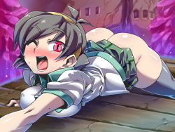 Rule 34 | 1girl, ass, blush, breasts, brown hair, hairband, highres, large breasts, open mouth, red eyes, rottytops, school uniform, shantae (series), shantae and the pirate&#039;s curse, tukiwani, wayforward