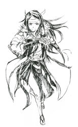 Rule 34 | 1girl, armor, artist request, commentary request, fire emblem, fire emblem awakening, full body, fur trim, greyscale, headband, holding, holding sword, holding weapon, japanese clothes, katana, long hair, looking at viewer, monochrome, nintendo, sandals, say&#039;ri (fire emblem), scabbard, sheath, simple background, sketch, solo, sword, weapon, white background