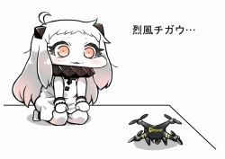 Rule 34 | 10s, 1girl, :3, abyssal ship, ahoge, chibi, dress, drone, horns, kantai collection, long hair, mittens, northern ocean princess, open mouth, seiza, simple background, sitting, sleeveless, sleeveless dress, solo, tanaka kusao, white background, white hair