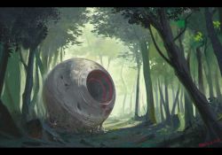 Rule 34 | forest, letterboxed, miso katsu, nature, no humans, original, outdoors, scenery, science fiction, twitter username