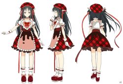 Rule 34 | 1girl, black hair, colored skin, full body, long hair, machine-doll wa kizutsukanai, pink eyes, skirt, solo, white skin, yaya (machine-doll)