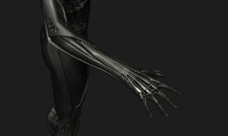 3d arm_focus ass autodesk_3ds_max_(medium) bodysuit commentary concept_art cropped_torso drifters_(eve_online) eve_online feet_out_of_frame greyscale lower_body maya_(medium) monochrome official_art pilot_suit realistic science_fiction simple_background undoz zbrush_(medium)