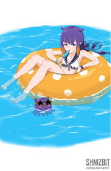 Rule 34 | 1girl, absurdres, breasts, food, highres, hololive, hololive english, hololive summer 2023 swimsuit, long hair, looking at viewer, mole, mole under eye, ninomae ina&#039;nis, non-web source, pool, popsicle, purple eyes, purple hair, self-upload, small breasts, solo, summer, swimsuit, takodachi (ninomae ina&#039;nis), tentacle hair, tongue, tongue out, virtual youtuber, water