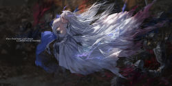 Rule 34 | 1girl, armor, aura, breasts, cleavage, dress, elbow gloves, from above, fur trim, gloves, highres, knight, large breasts, long hair, long skirt, original, pink eyes, pixiv fantasia, pixiv fantasia last saga, silver hair, skirt, soldier, swd3e2, very long hair, white dress