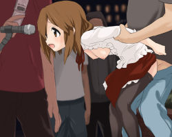 Rule 34 | artist request, blush, breasts, clothed sex, covering privates, hirasawa yui, k-on!, nipples, public indecency, sex, tagme