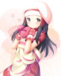 Rule 34 | 1girl, apron, bad id, bad pixiv id, black hair, blush, box, chef hat, closed mouth, creatures (company), dawn (palentine&#039;s 2021) (pokemon), dawn (pokemon), dress, eyelashes, game freak, grey eyes, hair ornament, hairclip, hands up, hat, hat ribbon, heart, heart-shaped box, holding, holding box, kamowasa, long hair, looking at viewer, mittens, nintendo, official alternate costume, oven mitts, pokemon, pokemon masters ex, red dress, red mittens, ribbon, short sleeves, sidelocks, smile, solo, white hat