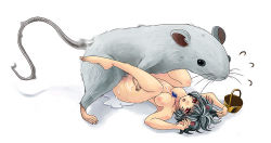 Rule 34 | 1girl, animal ears, artist request, bestiality, black hair, censored, cum, interspecies, jewelry, legs up, mating press, mouse (animal), mouse ears, nazrin, necklace, nipples, nude, red eyes, sex, short hair, touhou, vaginal