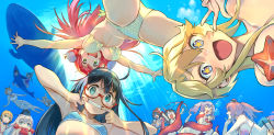 Rule 34 | 6+girls, absurdres, air bubble, akashi (kancolle), alternate costume, ass, bikini, black hair, blonde hair, blue eyes, breasts, brown hair, bubble, commentary request, consensual tentacles, crab, diving, eating, closed eyes, from below, garrison cap, glasses, green eyes, hair between eyes, hair ribbon, hairband, hat, highres, huge filesize, hyuuga (kancolle), i-19 (kancolle), iowa (kancolle), ise (kancolle), kantai collection, kashima (kancolle), large breasts, long hair, looking at viewer, mouth pull, multiple girls, mutsu (kancolle), nagato (kancolle), nonco, nude, ocean, ooyodo (kancolle), paintbrush, pink hair, pola (kancolle), polka dot, polka dot bikini, ponytail, prinz eugen (kancolle), restrained, ribbon, saratoga (kancolle), semi-rimless eyewear, shark, shell, shell bikini, side-tie bikini bottom, sidelocks, small breasts, smokestack hair ornament, star-shaped pupils, star (symbol), starfish, string bikini, submerged, swimming, swimsuit, symbol-shaped pupils, tentacles, tress ribbon, twintails, u-511 (kancolle), under-rim eyewear, underwater, v, water, wavy mouth, white hair