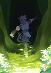 Rule 34 | 1boy, dated, fengxi (the legend of luoxiaohei), grass, highres, leaf, plant, running, short sleeves, solo, tail, luo xiaohei zhanji, tree, twitter username, vox, wide shot, aged down