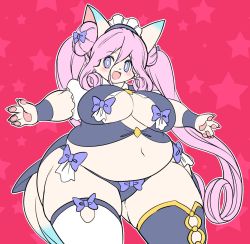 Rule 34 | artist request, blue eyes, dog, farinis, fullbokko heroes, furry, long hair, open mouth, pink hair, twintails
