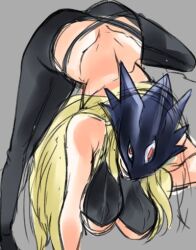 Rule 34 | 1girl, ass, beelstarmon, blonde hair, breasts, butt crack, digimon, digimon (creature), female focus, hanging breasts, large breasts, long hair, looking at viewer, mask, revealing clothes, solo, underboob