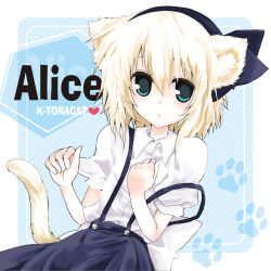 Rule 34 | 1girl, alice margatroid, alice margatroid (pc-98), animal ears, bad id, bad pixiv id, blonde hair, blue eyes, cat ears, cat girl, cat tail, female focus, hairband, mystic square, solo, tail, toraneko, touhou, touhou (pc-98)
