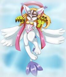 Rule 34 | absurdres, angewomon, blonde hair, digimon, digimon (creature), furry, highres, mask, tail, tailmon, wings