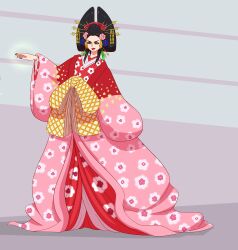 Rule 34 | 1girl, absurdres, black hair, highres, japanese clothes, kimono, kouzuki hiyori, one piece, smile