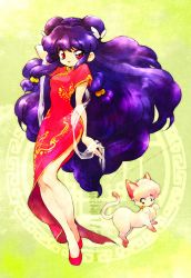 Rule 34 | absurdres, cat, china dress, chinese clothes, dress, highres, open mouth, ranma 1/2, shampoo (cat), shampoo (ranma 1/2), smile, u emmm