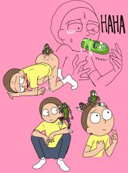 Rule 34 | grandfather and grandson, incest, mortimer smith, morty smith, pickle, pickle rick, pink background, rick and morty, rick sanchez, socks, tagme, yaoi