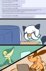 Rule 34 | 10s, 4chan, :&lt;, bullying, computer, creatures (company), english text, fiztheancient, game freak, gen 5 pokemon, keyboard (computer), laptop, md5 mismatch, nintendo, oshawott, pokemon, pokemon (creature), pokemon bw, resized, simple background, snivy, tears, tepig