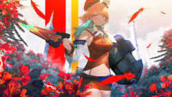 Rule 34 | 1girl, aqua hair, arm shield, bare shoulders, bird, blush, breasts, detached sleeves, feathers, film grain, gradient hair, has bad revision, has downscaled revision, hat, highres, holding, holding sword, holding weapon, hololive, hololive english, holomyth, huke, jewelry, long hair, looking at viewer, md5 mismatch, medium breasts, miniskirt, multicolored hair, neck ribbon, orange hair, phoenix, purple eyes, resolution mismatch, ribbon, shield, shirt, skirt, smile, solo, source smaller, sword, takanashi kiara, takanashi kiara (1st costume), virtual youtuber, weapon