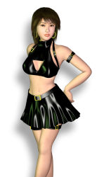 Rule 34 | 1girl, 3d, breasts, collar, earrings, jewelry, large breasts, leather, metadoll, midriff, miniskirt, skirt, solo