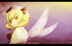 Rule 34 | 1girl, bad id, bad pixiv id, blonde hair, eastern and little nature deity, female focus, gradient background, hat, inuko, letterboxed, luna child, solo, touhou, touhou sangetsusei, upper body, wings