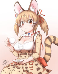 Rule 34 | animal costume, animal ear fluff, animal ears, cat ears, cat girl, cat tail, kemono friends, kemono friends v project, large-spotted genet (kemono friends), long hair, ribbon, tail, taurine 8000mg, twintails, virtual youtuber